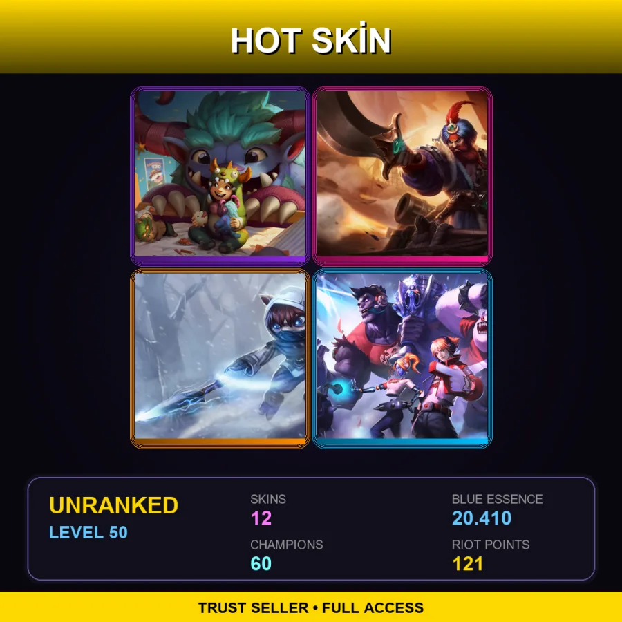 TW | Lv50 | Unranked | 12 Skin | 60 Champ — LoL account