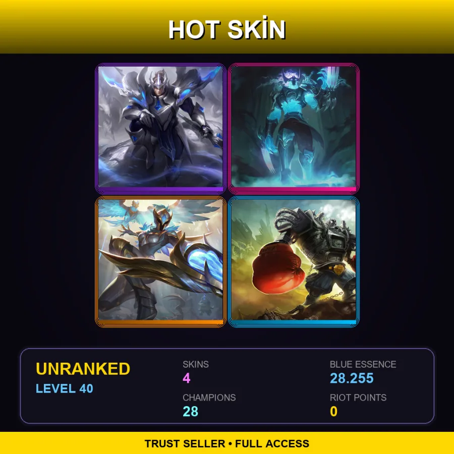 EUNE | Lv40 | Unranked | 4 Skin | 28 Champ