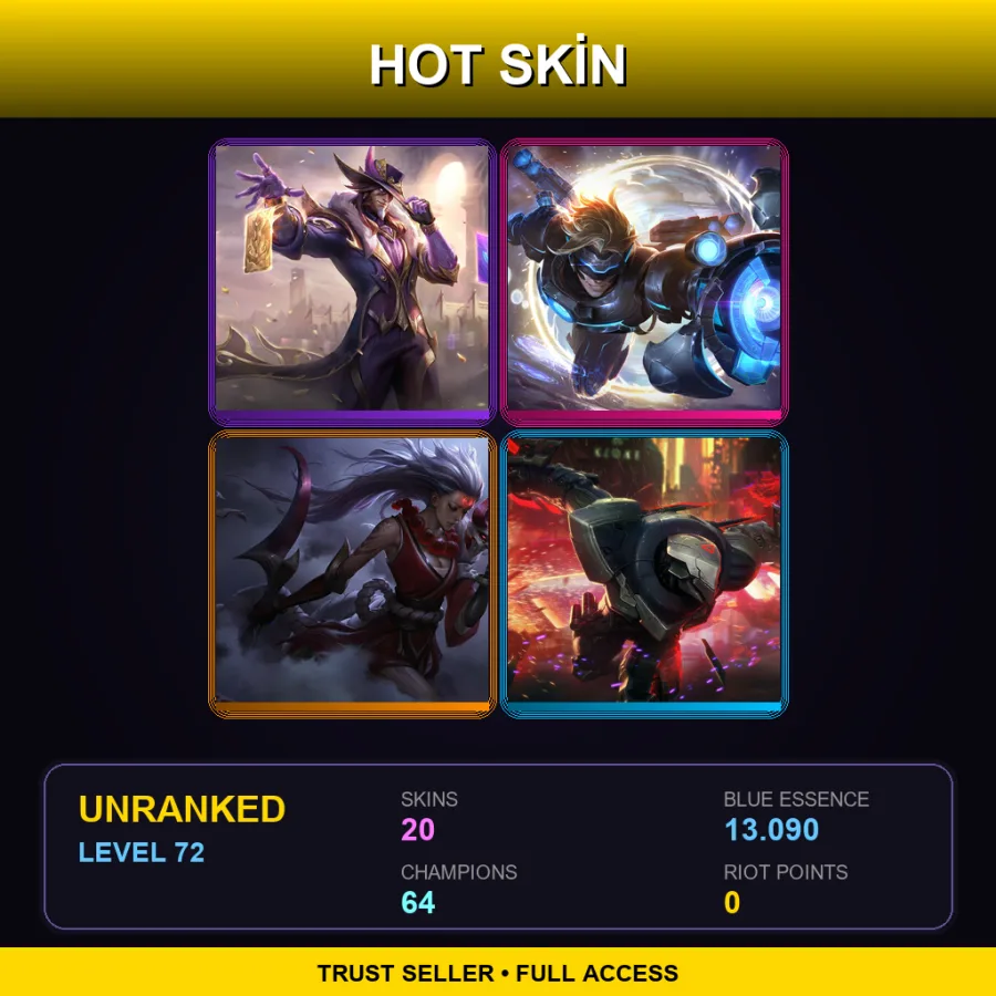 LAN | Lv72 | Unranked | 20 Skin | 64 Champ