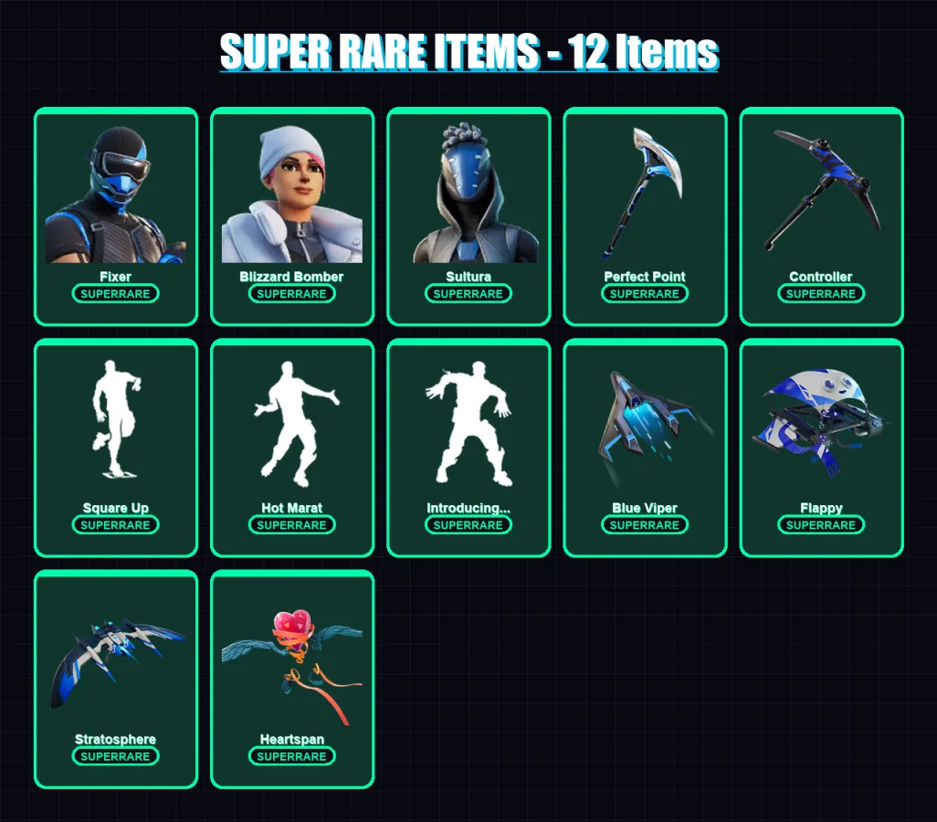 [PC/XBOX] | Fixer | Blizzard Bomber | Sultura | Ruin | Ultima Knight | 114 skin | 123 pickaxe | 108 emote | 124 glider | Lv1754
