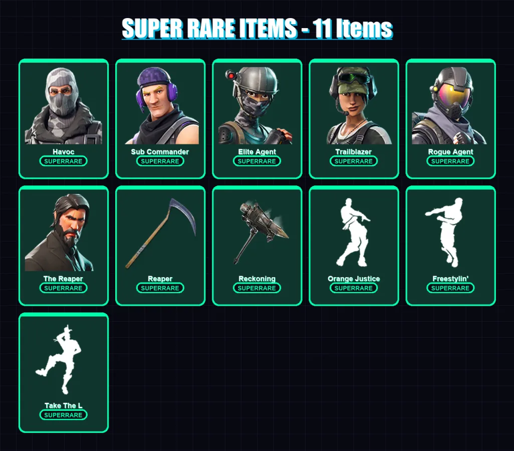 [PC/XBOX] | Havoc | Sub Commander | Elite Agent | Trailblazer | Rogue Agent | 51 skin | 57 pickaxe | 55 emote | 54 glider | Lv899