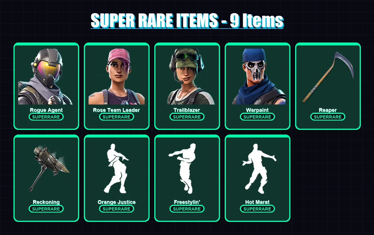 [PC/XBOX/PSN] | Rogue Agent | Rose Team Leader | Trailblazer | Warpaint | The Ice King | 66 skin | 35 pickaxe | 44 emote | 37 glider | Lv555
