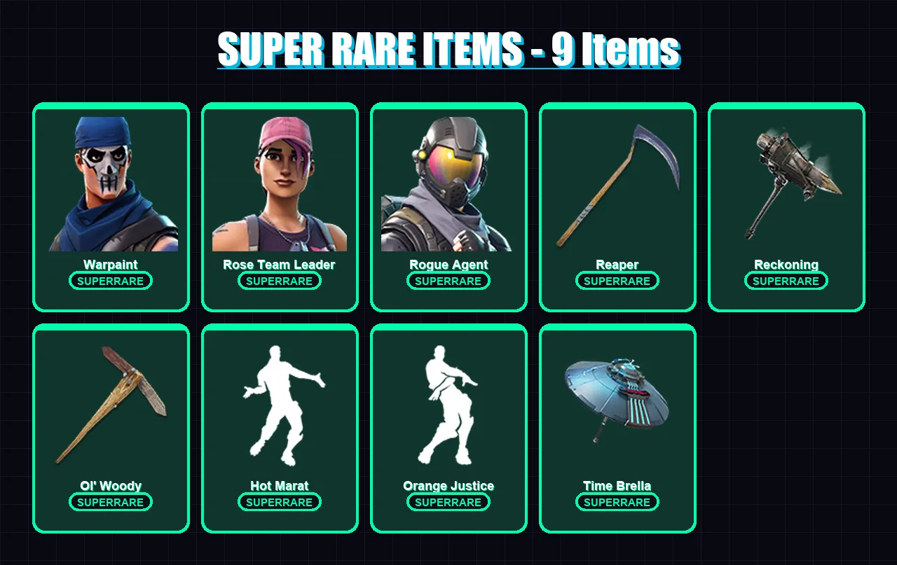 [PC/PSN] | Warpaint | Rose Team Leader | Rogue Agent | The Prisoner | Raptor | 196 skin | 203 pickaxe | 173 emote | 187 glider | Lv2763