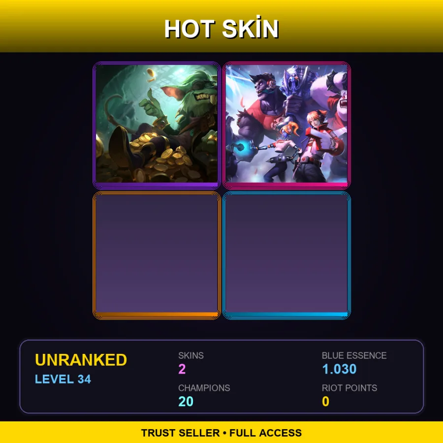 BR | Lv34 | Unranked | 2 Skin | 20 Champ