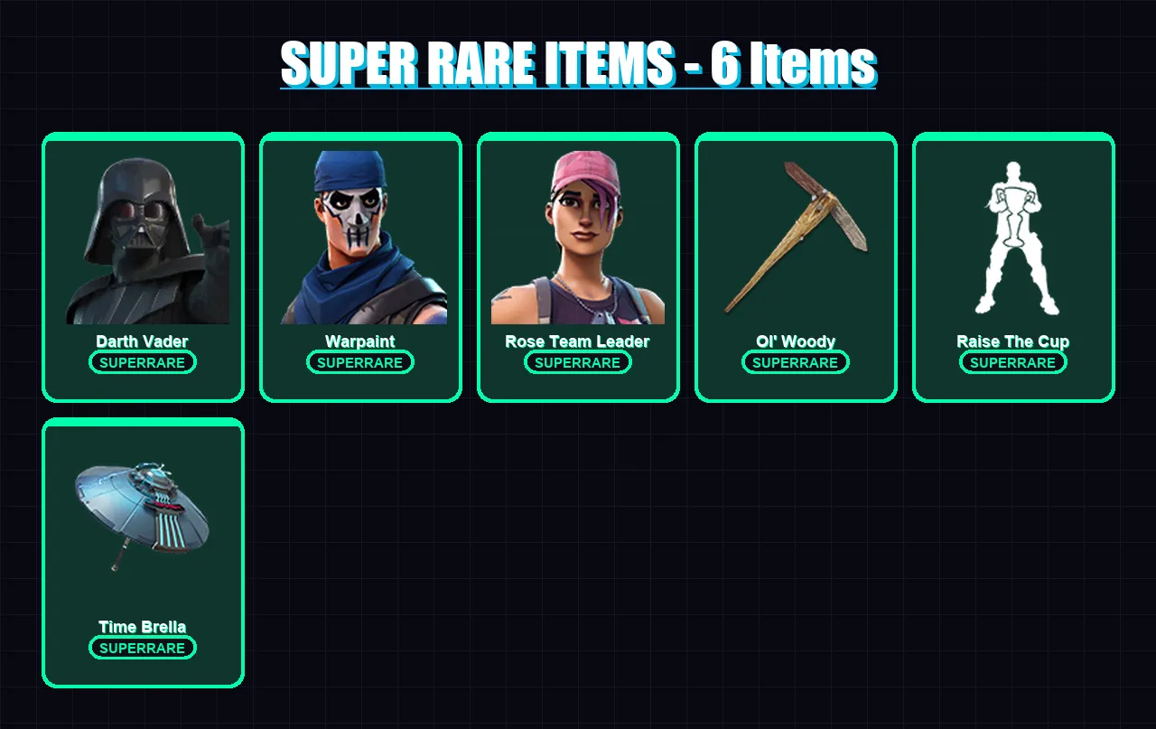 [PC/XBOX/PSN] | Darth Vader | Warpaint | Rose Team Leader | Era | Renzo the Destroyer | 308 skin | 310 pickaxe | 285 emote | 238 glider | Lv4055