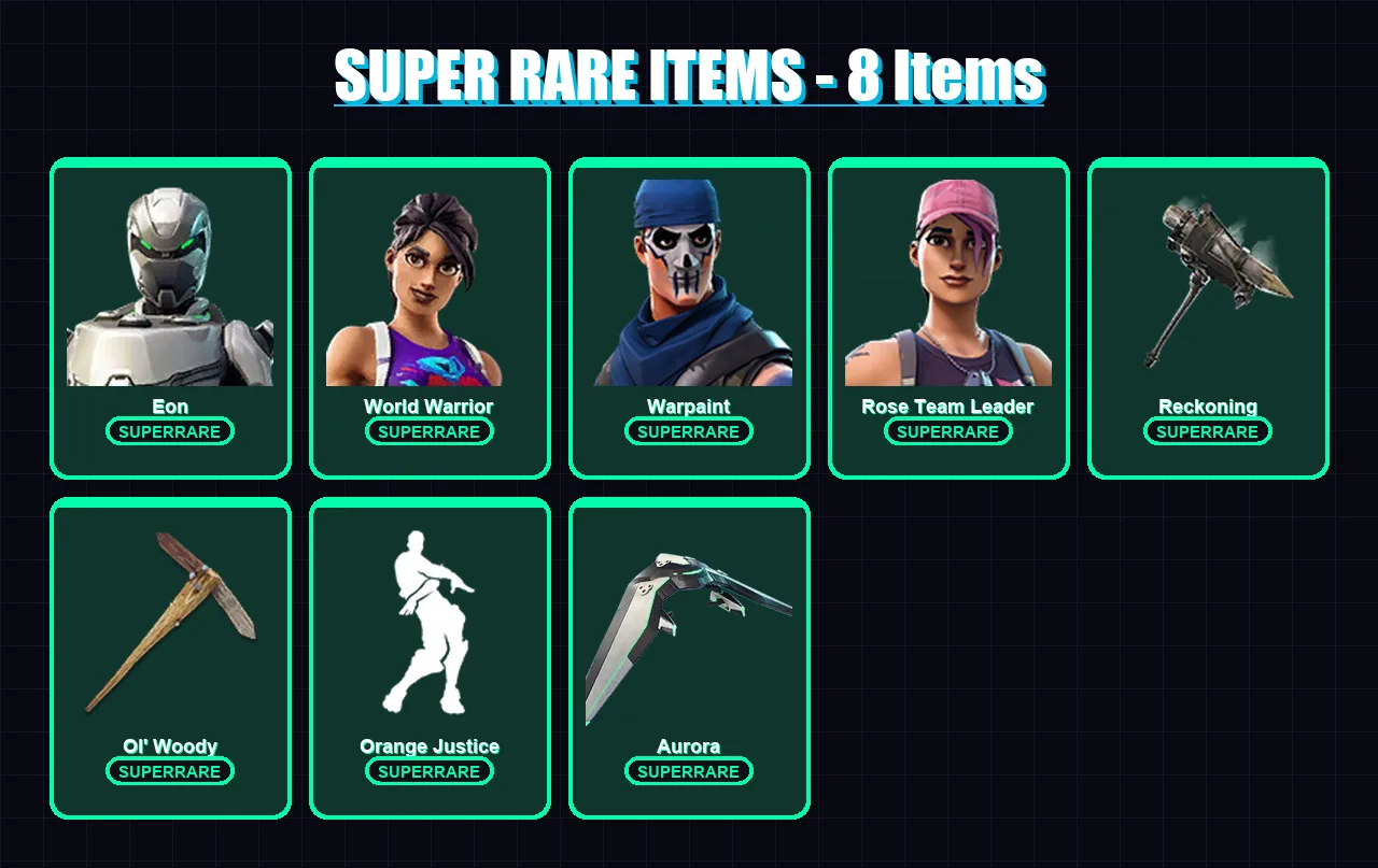 [PC/XBOX/PSN] | Eon | World Warrior | Warpaint | Rose Team Leader | Luxe | 131 skin | 115 pickaxe | 134 emote | 106 glider | Lv1149