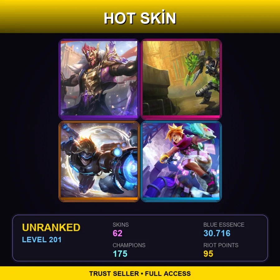 TR | Lv201 | Unranked | 62 Skin | 175 Champ — Unranked / Smurf League of Legends