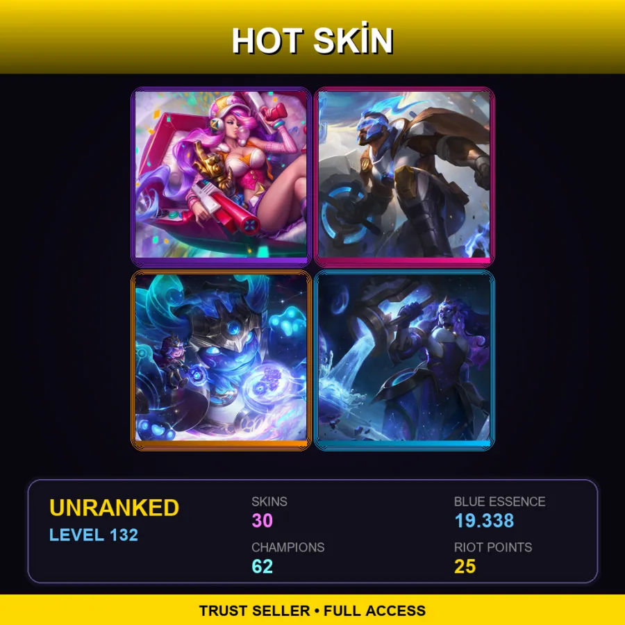 ME | Lv132 | Unranked | 30 Skin | 62 Champ — Unranked / Smurf League of Legends