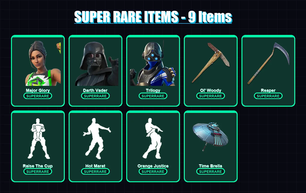 [PS4/PS5/PC] | Major Glory | Darth Vader | Trilogy | Blaze | Ronin | 270 skin | 325 pickaxe | 268 emote | 252 glider | Lv4908
