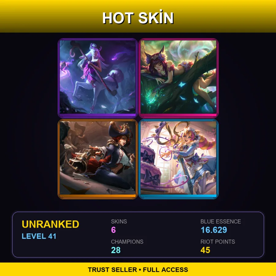 LAN | Lv41 | Unranked | 6 Skin | 28 Champ — LoL account