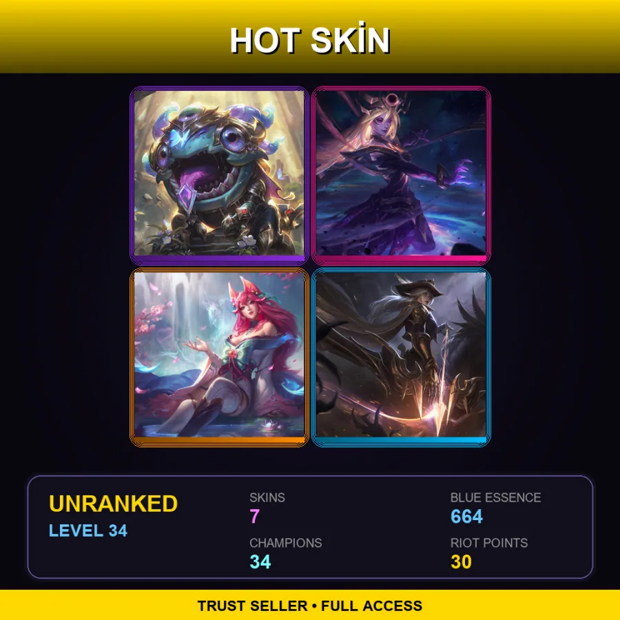 VN | Lv34 | Unranked | 7 Skin | 34 Champ — Spirit Blossom Ahri