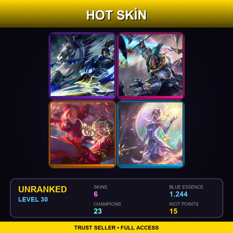 TR | Lv30 | Unranked | 6 Skin | 23 Champ — LoL account