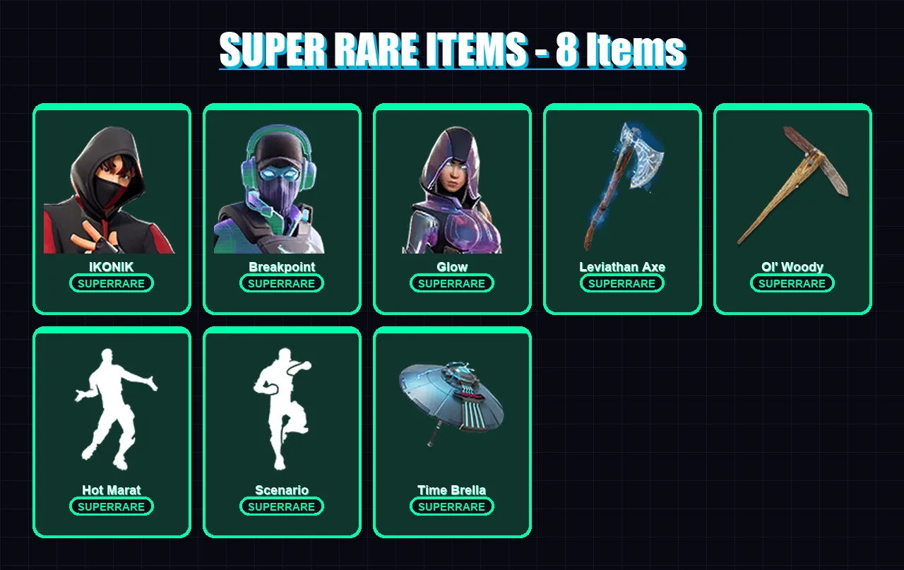 [PC/XBOX] | IKONIK | Breakpoint | Glow | Ronin | The Scientist | 142 skin | 134 pickaxe | 98 emote | 109 glider | Lv1523