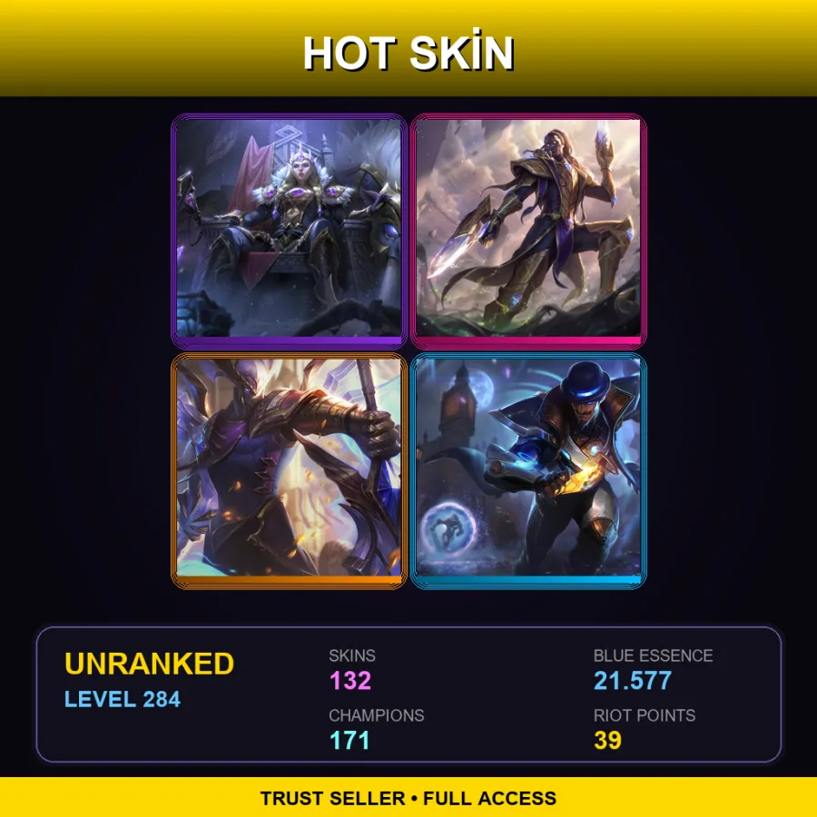 EUW | Lv284 | Unranked | 132 Skin | 171 Champ