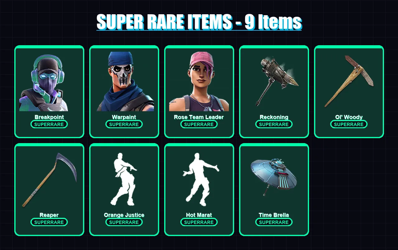 [PS4/PS5/PC] | Breakpoint | Warpaint | Rose Team Leader | Hybrid | Kymera | 187 skin | 225 pickaxe | 167 emote | 175 glider | Lv2792