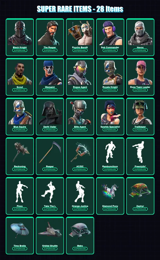 [PC/PSN] | OG Skull Trooper | Black Knight | The Reaper | Psycho Bandit | Sub Commander | 417 skin | 286 pickaxe | 280 emote | 180 glider | Lv1490