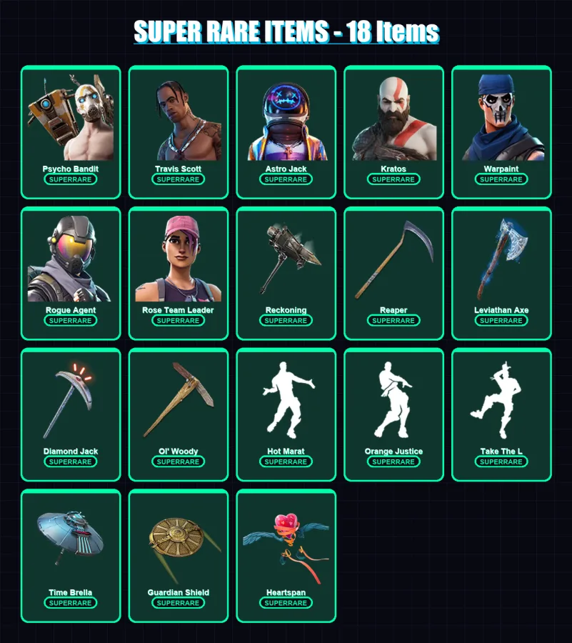 [PC/XBOX] | Psycho Bandit | Travis Scott | Astro Jack | Kratos | Warpaint | 364 skin | 307 pickaxe | 261 emote | 207 glider | Lv3414