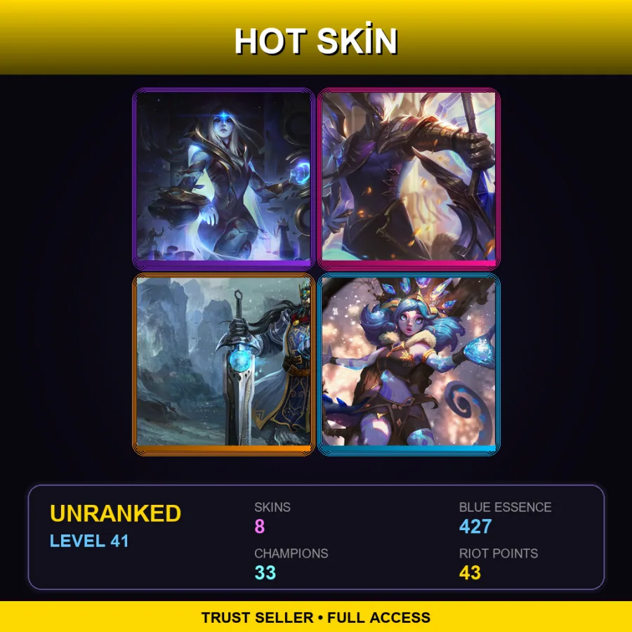 EUNE | Lv41 | Unranked | 8 Skin | 33 Champ — LoL account