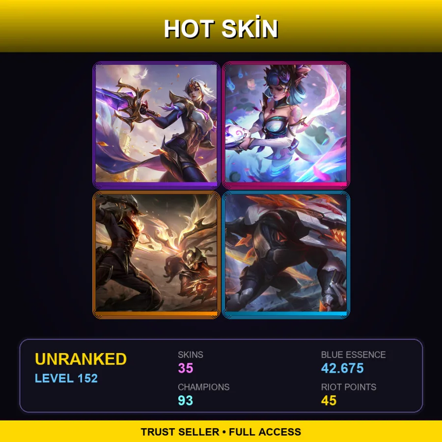 TR | Lv152 | Unranked | 35 Skin | 93 Champ — LoL account