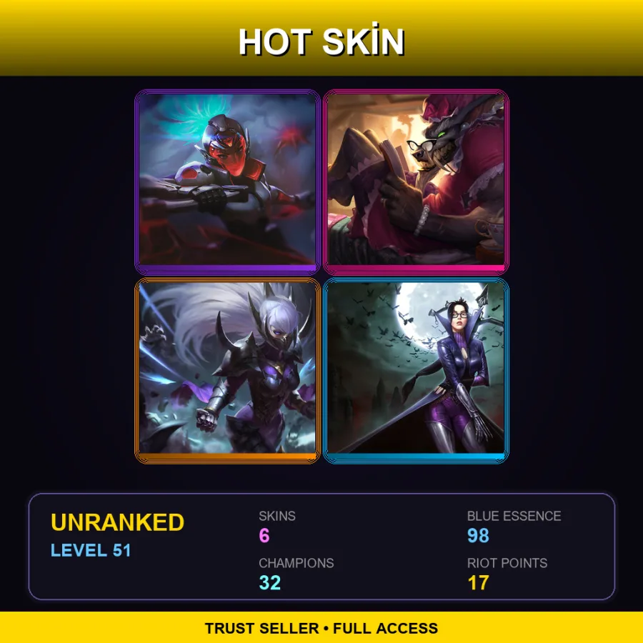 LAN | Lv51 | Unranked | 6 Skin | 32 Champ — LoL account
