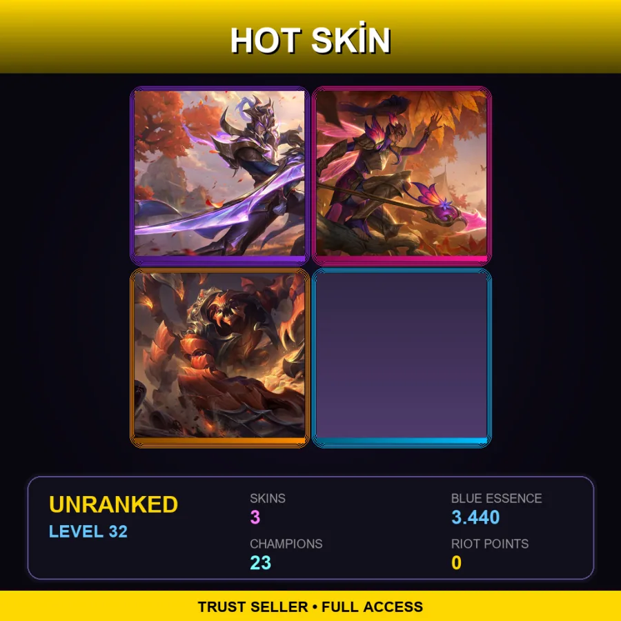 EUW | Lv32 | Unranked | 3 Skin | 23 Champ