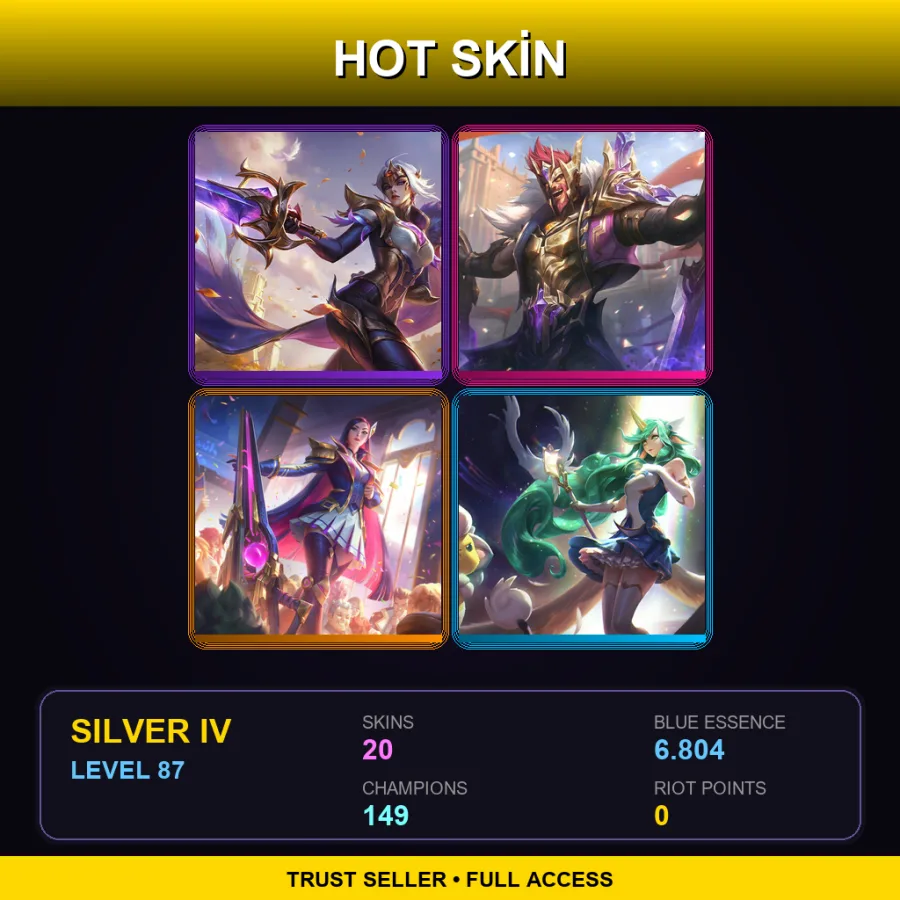 LAN | Lv87 | Silver IV | 20 Skin | 149 Champ — LoL account
