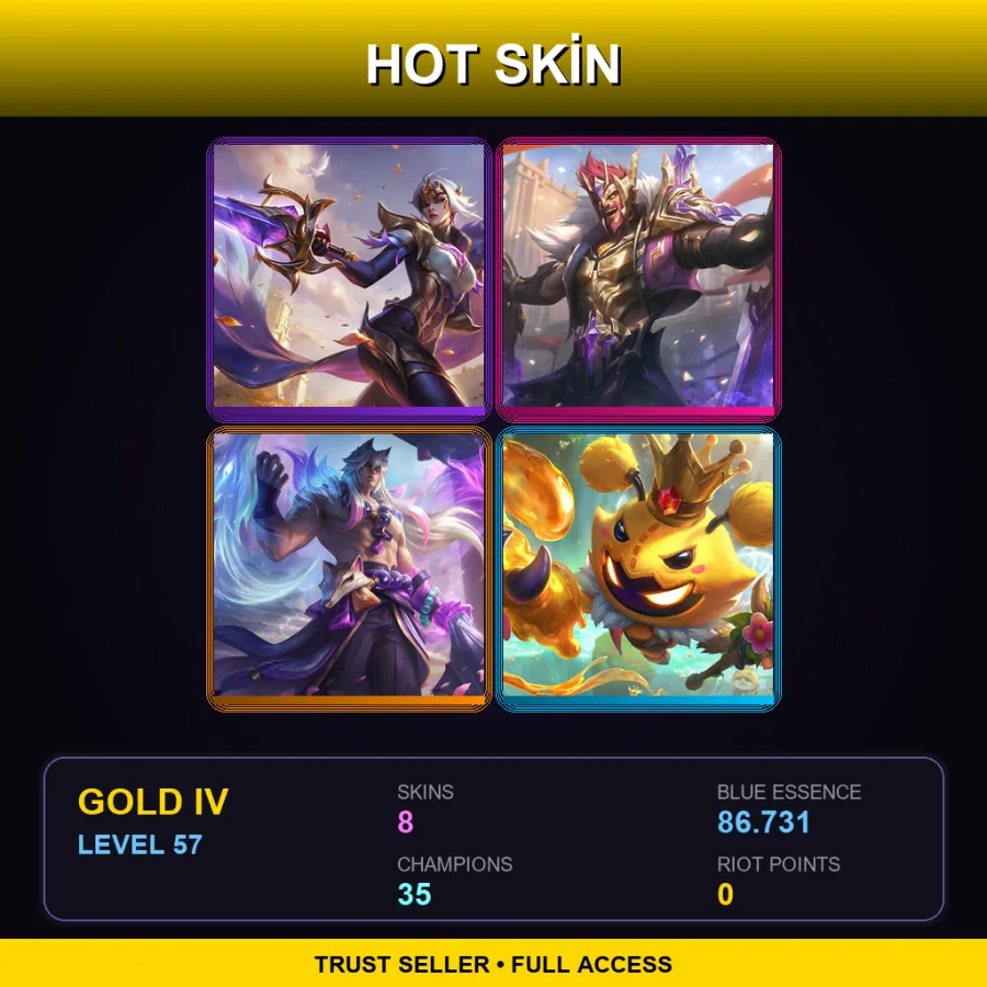 LAS | Lv57 | Gold IV | 8 Skin | 35 Champ
