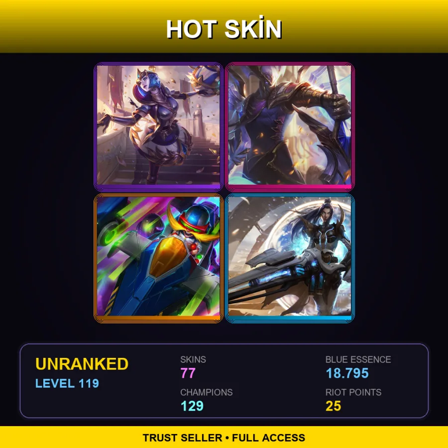 TR | Lv119 | Unranked | 77 Skin | 129 Champ