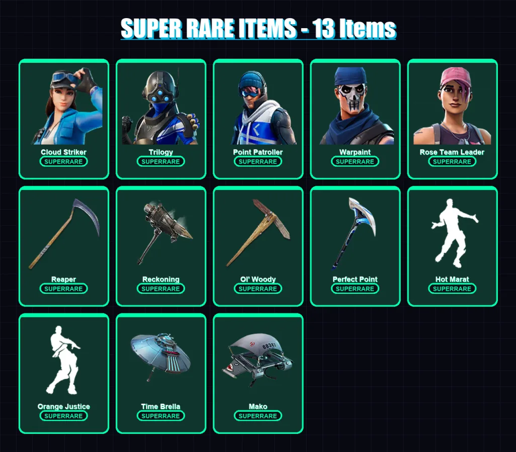 [PS4/PS5/XBOX/PC] | Cloud Striker | Trilogy | Point Patroller | Warpaint | Rose Team Leader | 75 skin | 125 pickaxe | 100 emote | 127 glider | Lv230 — Fortnite account