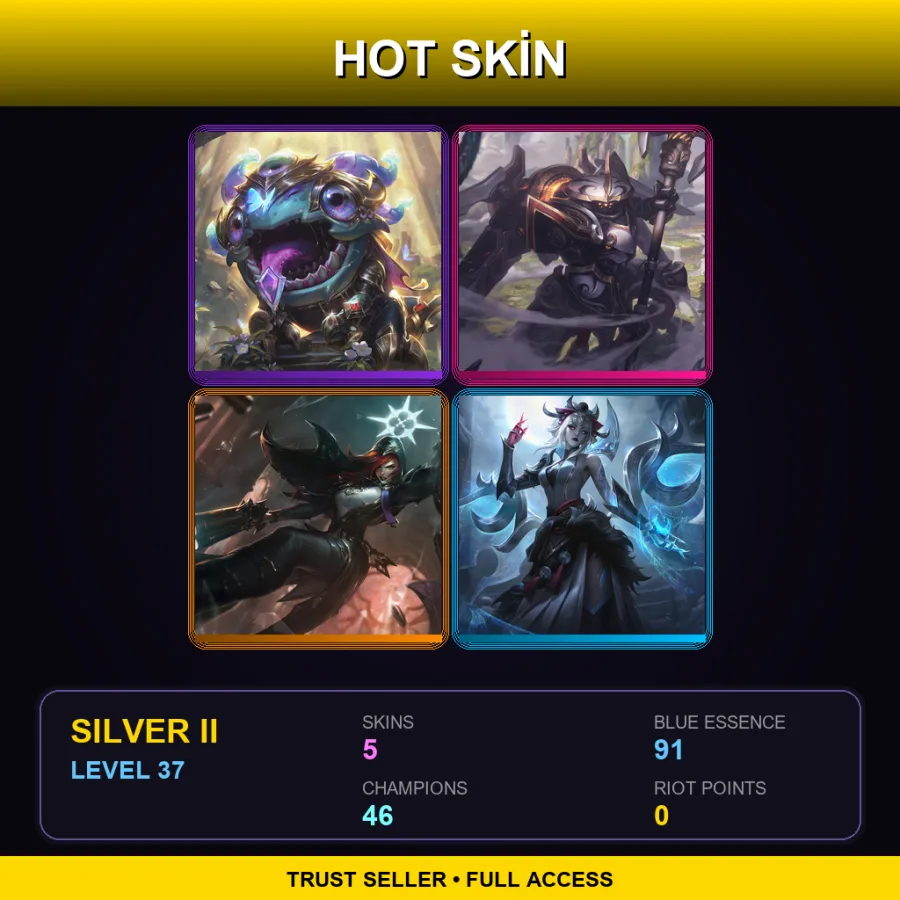 TR | Lv37 | Silver II | 5 Skin | 46 Champ — LoL account
