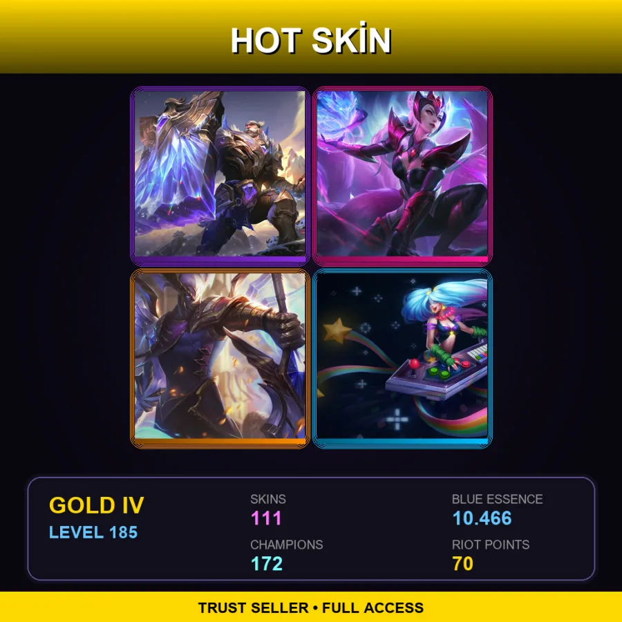 EUW | Lv185 | Gold IV | 111 Skin | 172 Champ