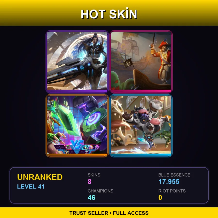 LAS | Lv41 | Unranked | 8 Skin | 46 Champ — LoL account