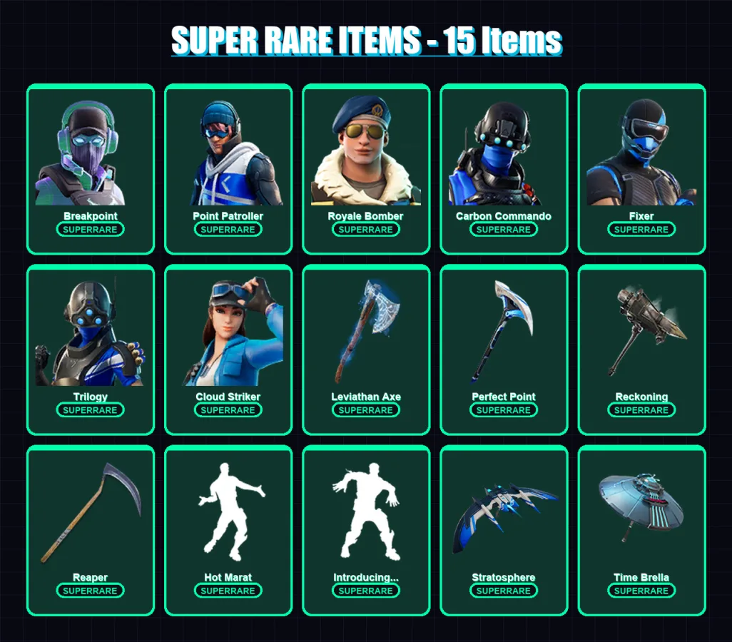 [PC/XBOX] | Breakpoint | Point Patroller | Royale Bomber | Carbon Commando | Fixer | 125 skin | 137 pickaxe | 104 emote | 111 glider | Lv1532 — Fortnite account