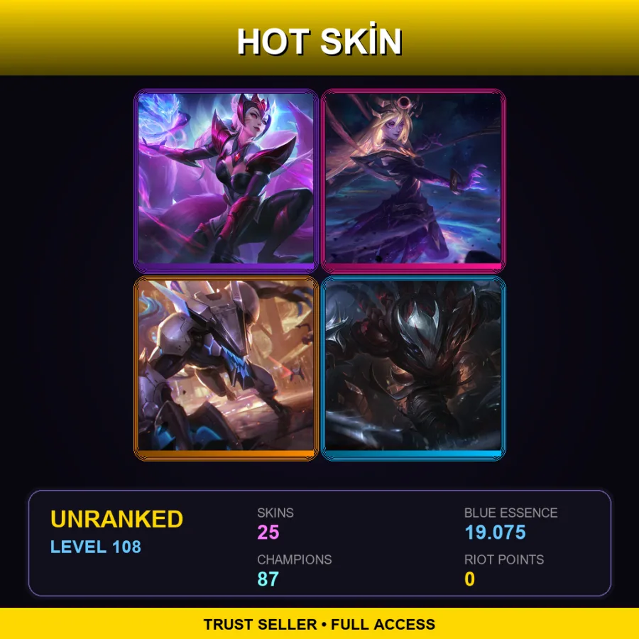 EUNE | Lv108 | Unranked | 25 Skin | 87 Champ — Tpa Mundo