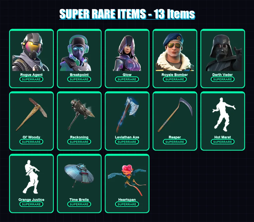[PC/XBOX/PSN] | Rogue Agent | Breakpoint | Glow | Royale Bomber | Darth Vader | 388 skin | 385 pickaxe | 296 emote | 293 glider | Lv4740
