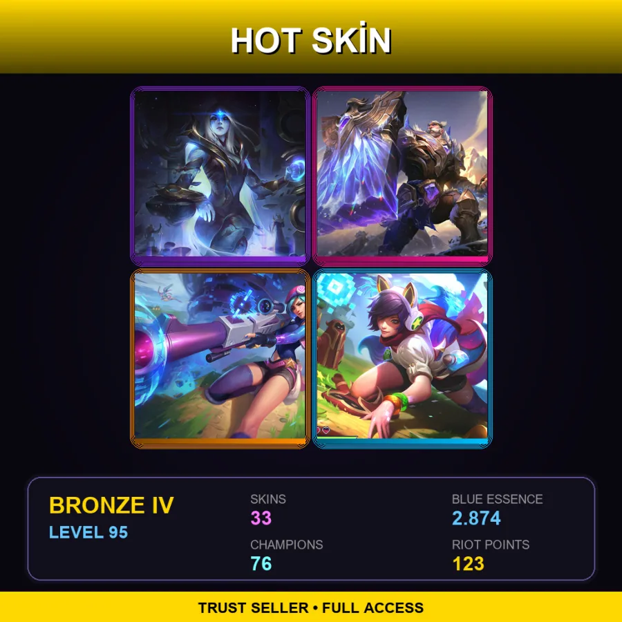 BR | Lv95 | Bronze IV | 33 Skin | 76 Champ