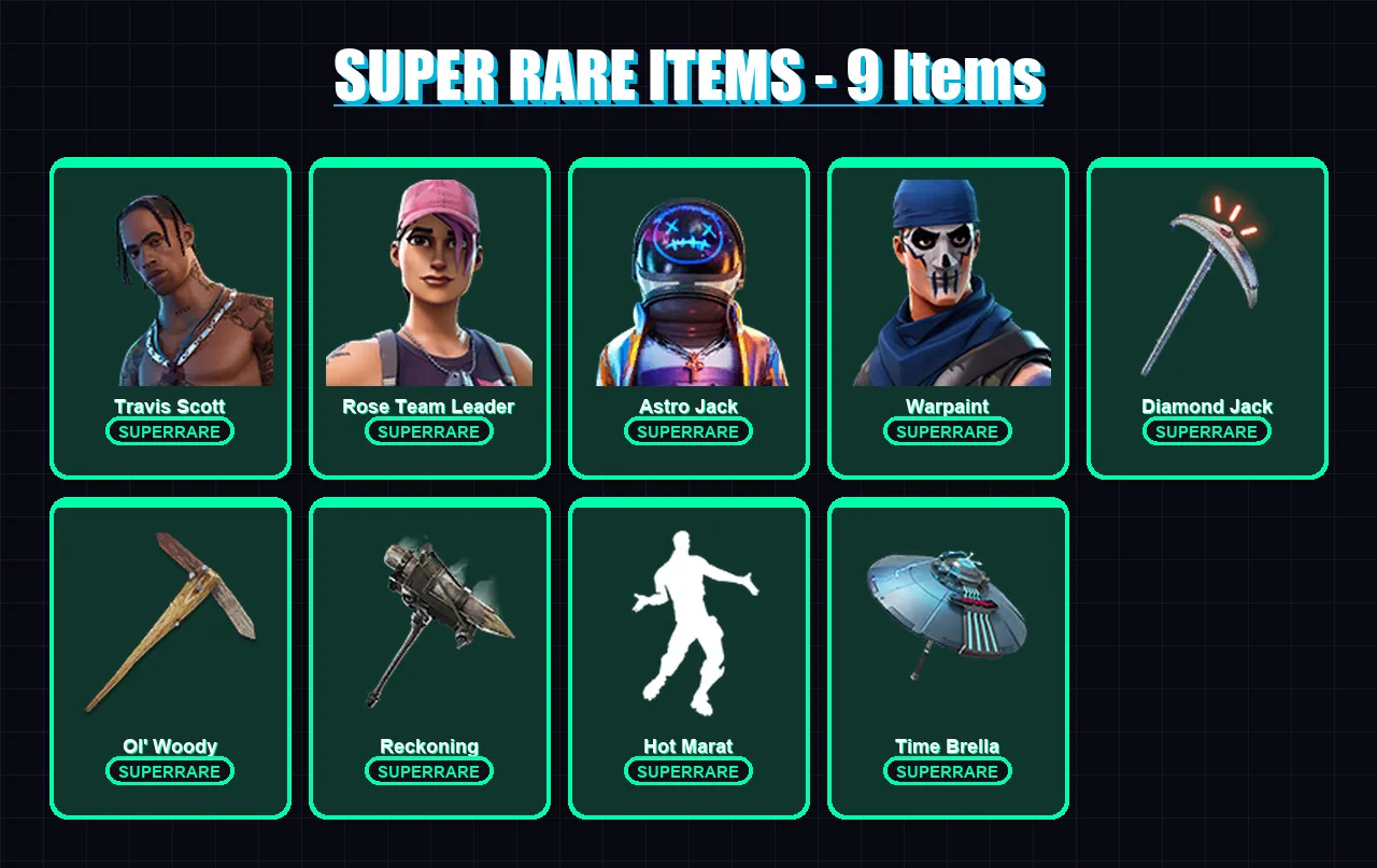 [PC/XBOX/PSN] | Travis Scott | Rose Team Leader | Astro Jack | Warpaint | Spectra Knight | 143 skin | 128 pickaxe | 135 emote | 103 glider | Lv1552