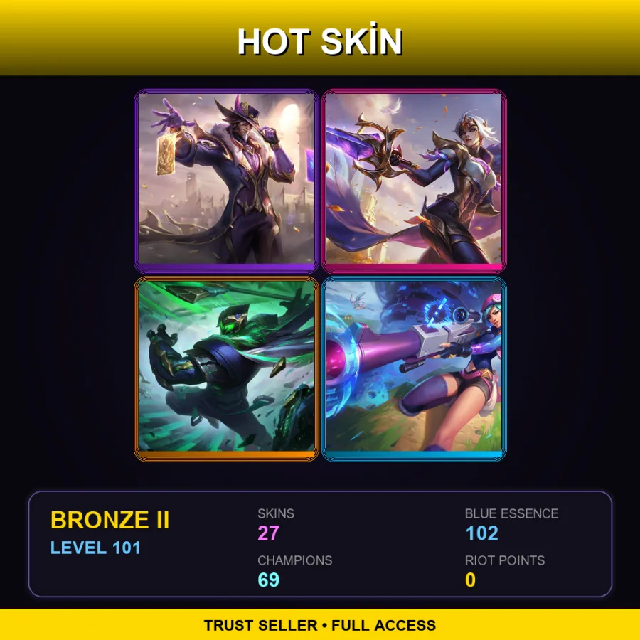 EUW | Lv101 | Bronze II | 27 Skin | 69 Champ