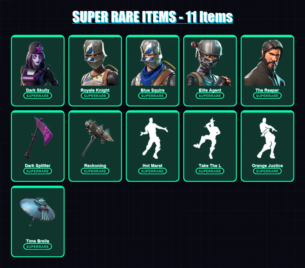 [PC/PSN] | Dark Skully | Royale Knight | Blue Squire | Elite Agent | The Reaper | 81 skin | 60 pickaxe | 72 emote | 64 glider | Lv888