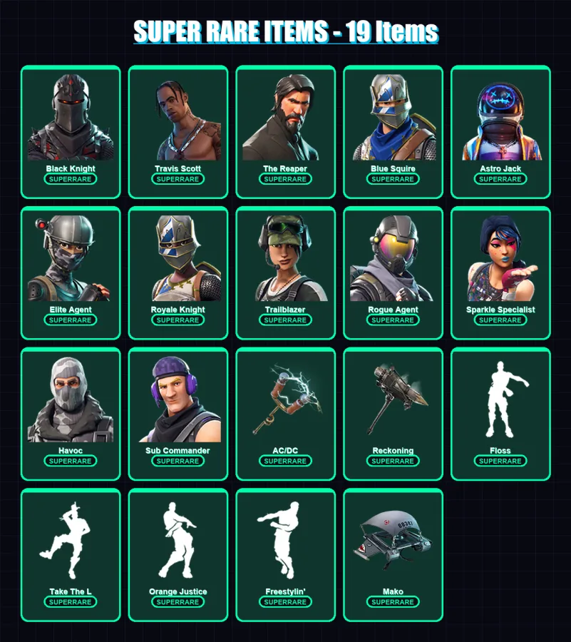 [PC/XBOX/PSN] | Black Knight | Travis Scott | The Reaper | Blue Squire | Astro Jack | 168 skin | 76 pickaxe | 123 emote | 72 glider | Lv1322 — Fortnite account