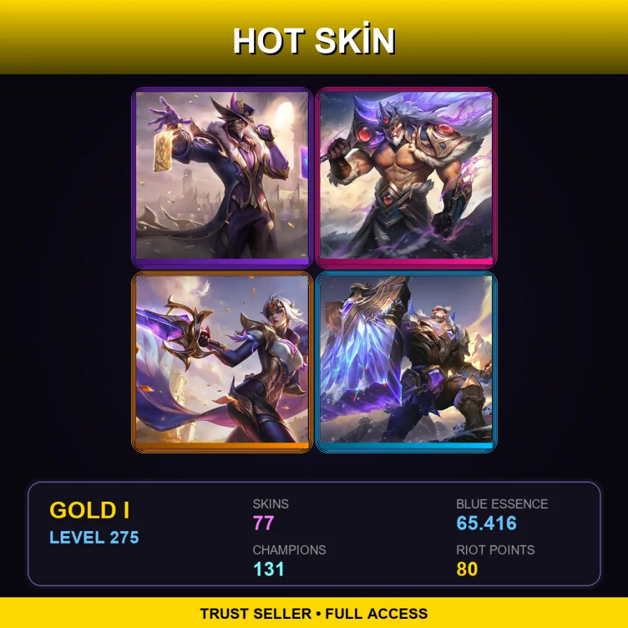 EUW | Lv275 | Gold I | 77 Skin | 131 Champ