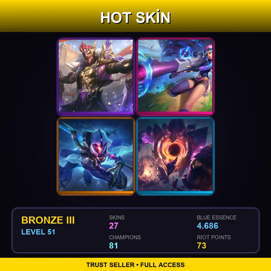 TR | Lv51 | Bronze III | 27 Skin | 81 Champ — LoL account
