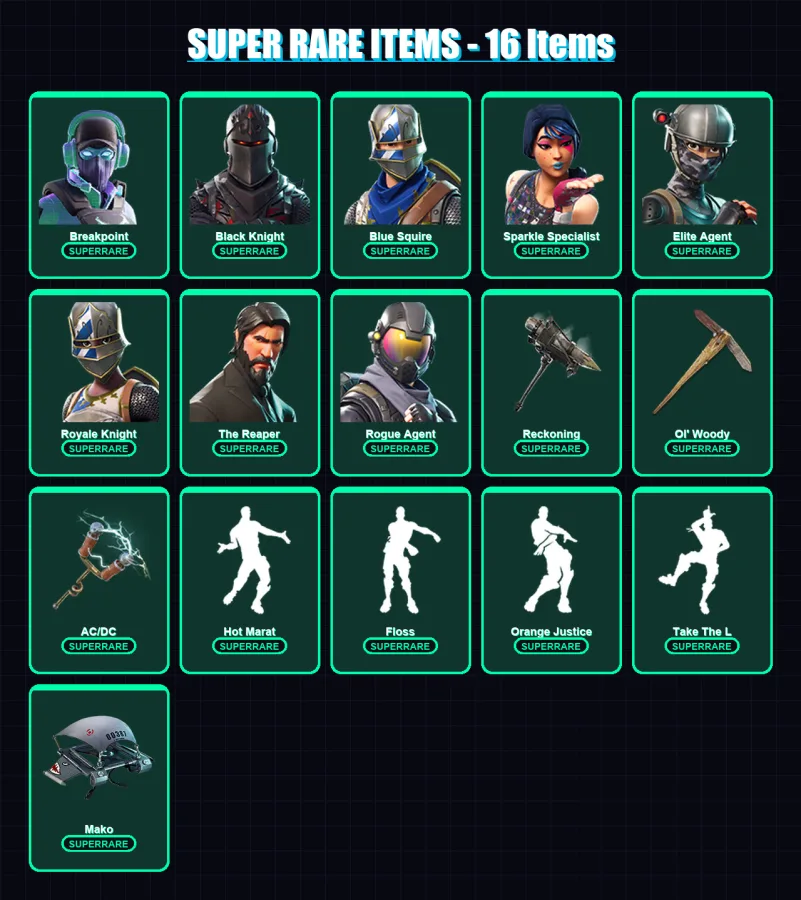 [PC/PSN] | Breakpoint | Black Knight | Blue Squire | Sparkle Specialist | Elite Agent | 67 skin | 57 pickaxe | 66 emote | 67 glider | Lv1034