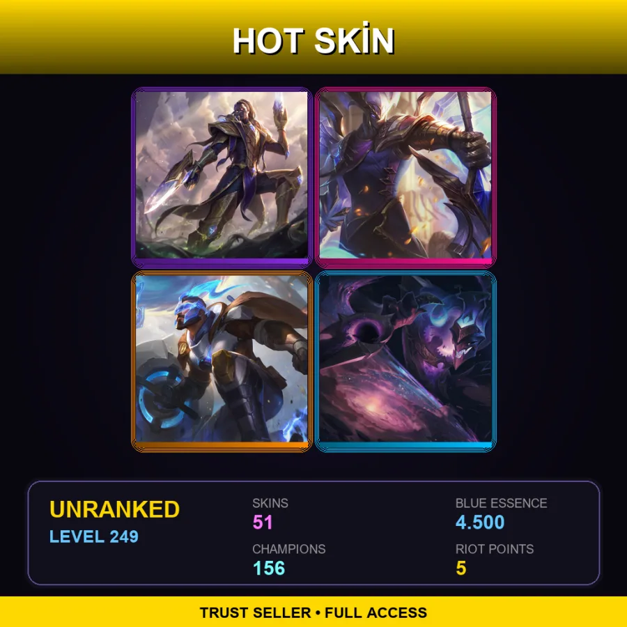 NA | Lv249 | Unranked | 51 Skin | 156 Champ — Woad King Darius