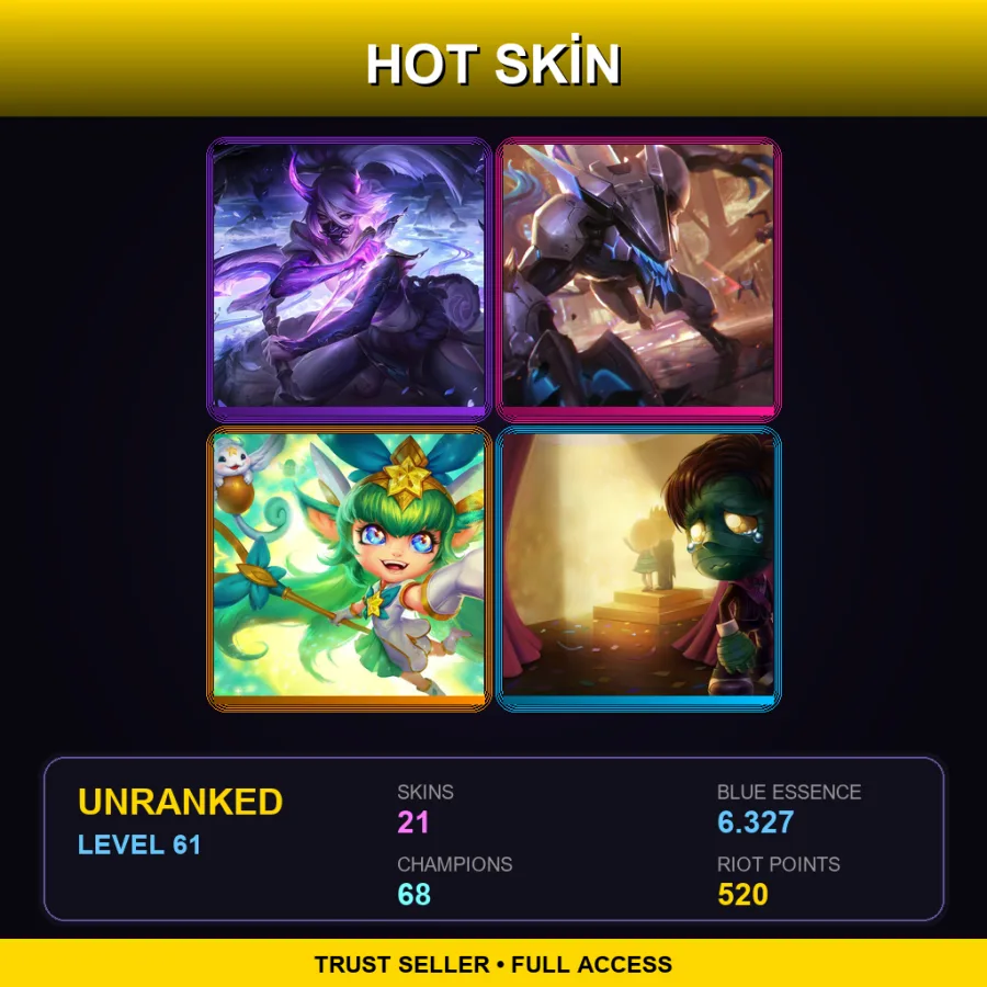 LAN | Lv61 | Unranked | 21 Skin | 68 Champ — Firefang Warwick