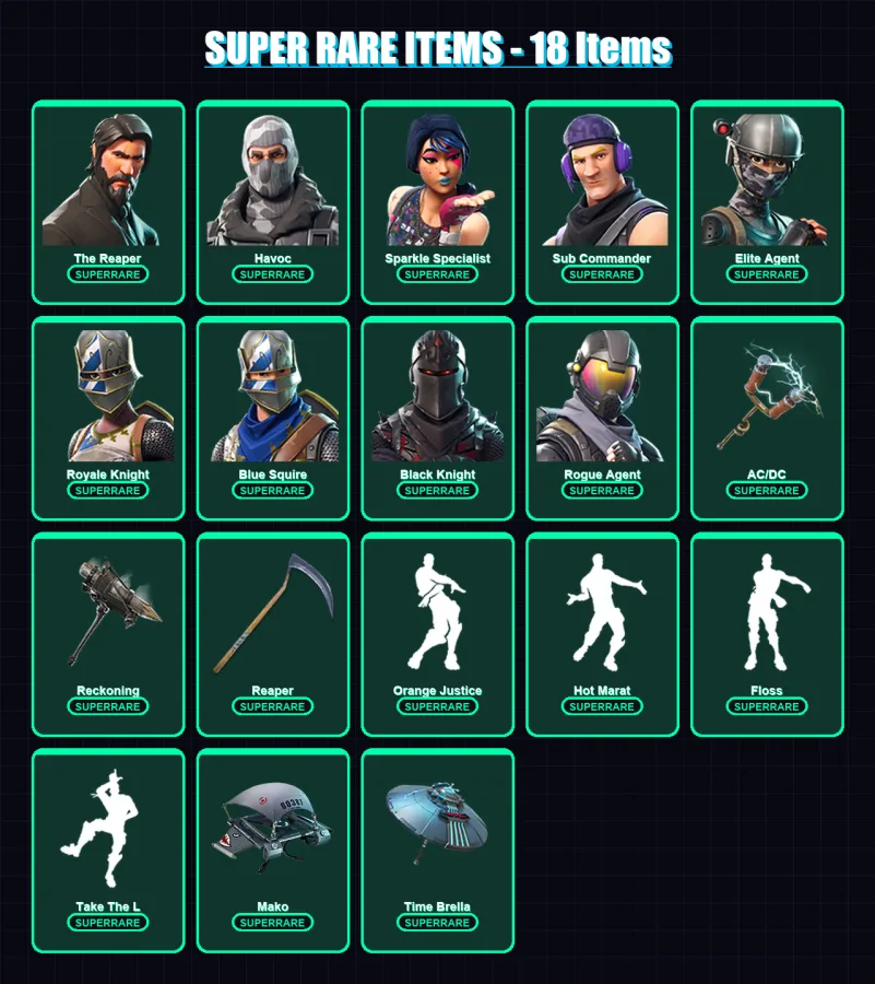 [PC/XBOX/PSN] | The Reaper | Havoc | Sparkle Specialist | Sub Commander | Elite Agent | 73 skin | 86 pickaxe | 74 emote | 77 glider | Lv1070
