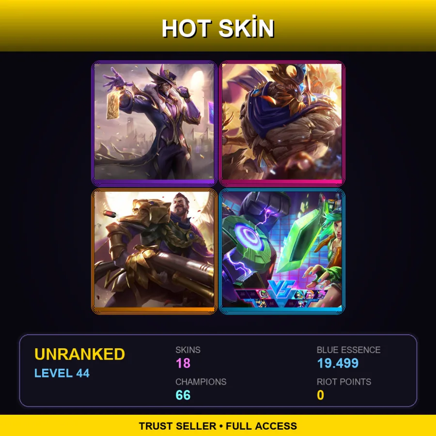 SG | Lv44 | Unranked | 18 Skin | 66 Champ — LoL account