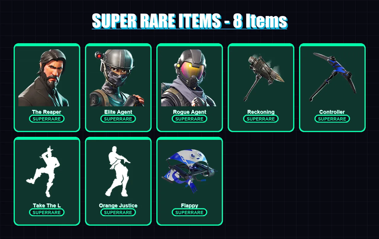 [PS4/PS5/XBOX/PC] | The Reaper | Elite Agent | Rogue Agent | Enforcer | Drift | 35 skin | 24 pickaxe | 26 emote | 24 glider | Lv355 — Fortnite account