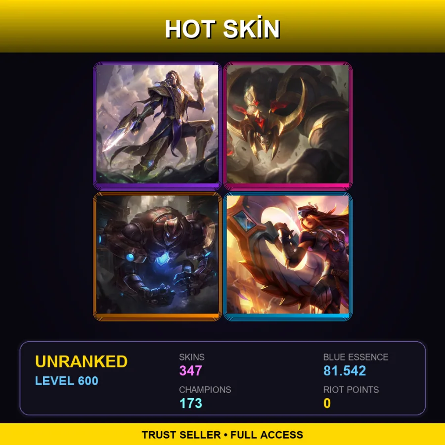 SG | Lv600 | Unranked | 347 Skin | 173 Champ