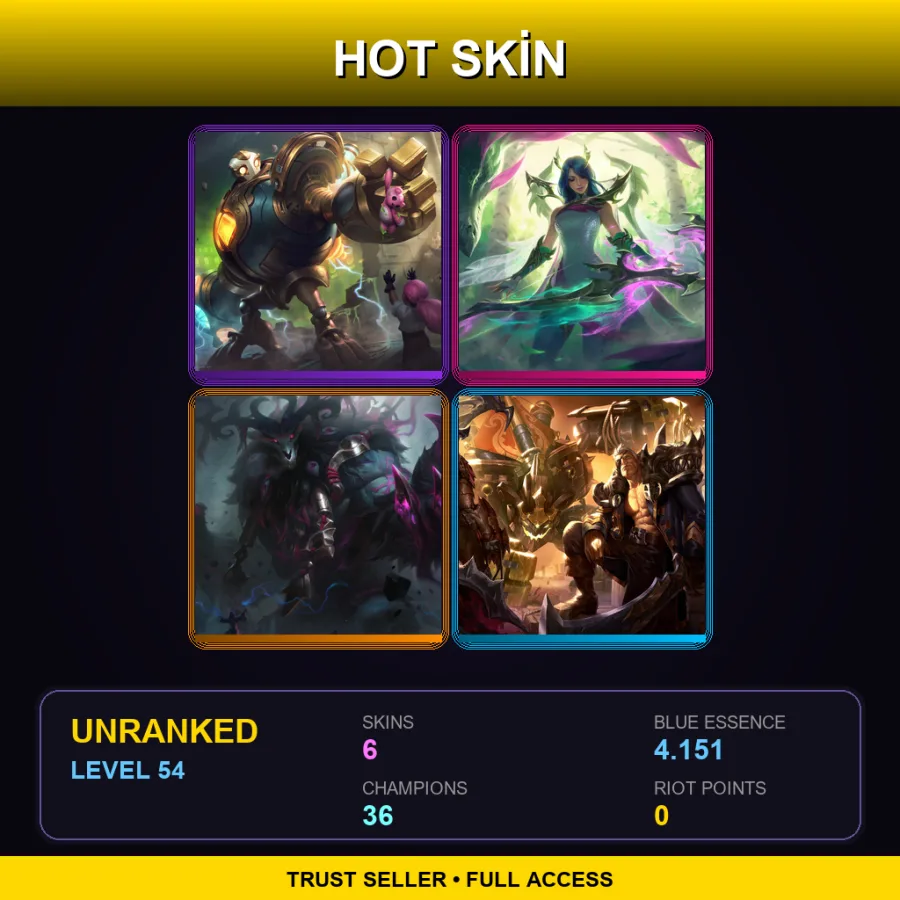 NA | Lv54 | Unranked | 6 Skin | 36 Champ — LoL account